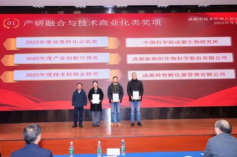 新朝陽榮獲成都市技術(shù)經(jīng)理人協(xié)會(huì)“2025年度產(chǎn)業(yè)創(chuàng)新引領(lǐng)獎(jiǎng)”